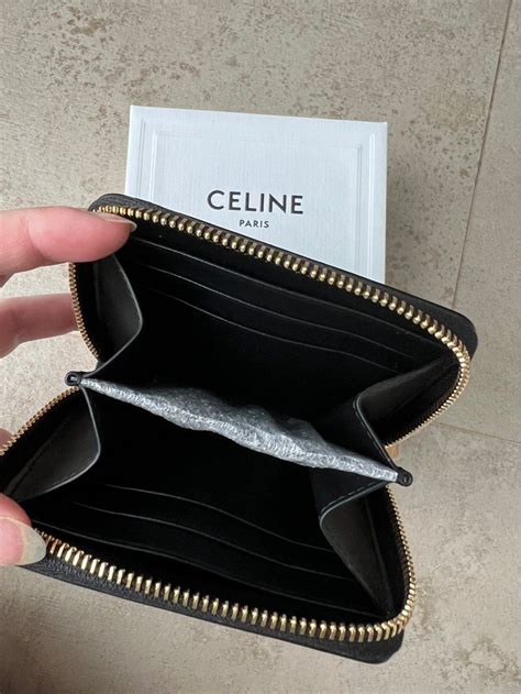 celine triomphe trifold wallet|celine zipped card holder.